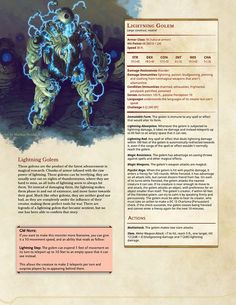 an image of a page with text and pictures on the bottom right hand corner, which contains information about how to use lightening golem