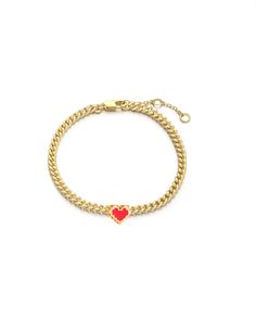 Level-Up! Our mini enamel charm bracelet features a uniquely engineered clip-on design and "gaming font" pink enamel heart charm. Plated with 14K Gold and hand-painted with enamel, this is the perfect touch of whimsies for your wardrobe and beyond. Find the complete Level-Up Collection here including matching necklaces. Gaming Font, Girls Keychain, Gem Necklace, Gold Charm Bracelet, Heart Keychain, Pink Enamel, Charm Rings, Enamel Charms, Moon Earrings