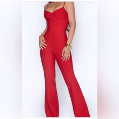 The Emilia Jumpsuit Made With Sculpting Bandage Material. Brand New In Box, Tissue Paper And Tags! Flare Leg And Hidden Zipper In Back. Sweetheart Neckline Red Fitted V-neck Jumpsuit, Elegant Red Overall Jumpsuit/romper, Red Fitted V-neck Jumpsuits And Rompers, Red V-neck Fitted Jumpsuit, Chic Red One-piece Jumpsuits And Rompers, Red Fitted Jumpsuits And Rompers For Party, Chic Red One-piece Jumpsuit Or Romper, Chic Red One-piece Jumpsuit, Elegant Red Jumpsuits And Rompers For Date Night