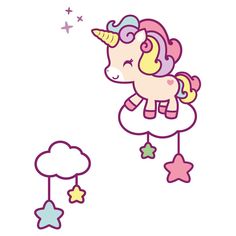 an image of a cute little pony with stars on it's head flying in the sky