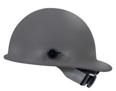 a gray hard hat on top of a white background with the visor up to it's brim