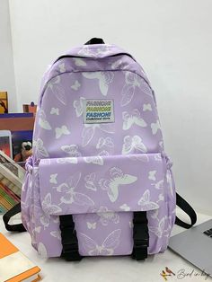 Bird in Bag - Multifunctional Butterfly Patterned Bag with Multiple Pockets Preppy Girl Style, Backpack Purple, Animal Backpacks, Cartoon Butterfly, School Bookbags, Cartoon Bag, Pattern Backpack, Womens Bag, Animal Bag