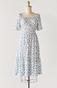 Romantic and Feminine Vintage Inspired Dresses / Dresses – Adored Vintage Dresses Feminine, Pretty Spring Dresses, Feminine Clothing, Romantic Dresses, White Floral Midi Dress, Vintage Midi Dresses, Maxi Outfits, Adored Vintage, Linen Mini Dress