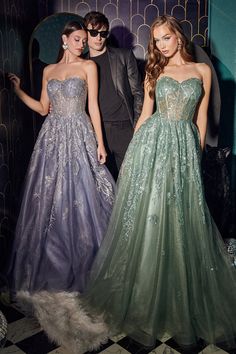 Ladivine J852 strapless glitter embellished ball gown featuring a corseted lace up back Prom Attire, Corset Ball Gowns, Sheer Corset, Net Embroidery, Corset Design, Graceful Movement, Tulle Balls, Prom Theme, Cinderella Divine