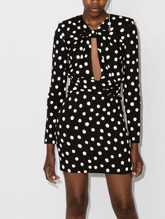 Shop Saint Laurent polka dot mini slip dress with Express Delivery - FARFETCH Dots Outfit, Timeless Dress, Mini Slip, White Polka Dot Dress, Mini Dress Black, Mini Slip Dress, Silk Mini Dress, Fashion House, Black Polka Dot