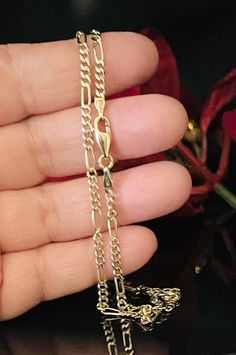 14K Real Solid Yellow Gold Figaro Chain Necklace with Lobster Clasp, Figaro Link Chain, Layering Necklace, 19 inches  Unisex . High Gloss Polish  Solid chain / not hollow ✅ CHAIN SPECIFICATIONS:  ➤ Width: 3 mm  ➤ Clasp Type: Lobster Claw ➤Length : 19 inches This is Solid gold - not gold filled or plated  #09C100CH Affordable Gold Plated Jewelry With Figaro Chain, Luxury Fine Jewelry Figaro Chain Necklace, Luxury Classic Figaro Chain Jewelry, Luxury Figaro Chain Jewelry With Rectangular Links, Luxury Gold Plated Figaro Chain Jewelry, Stamped 14k Link Chain Necklace Gift, 14k Link Chain Necklace As Gift, Gold Figaro Chain, Chain Layering