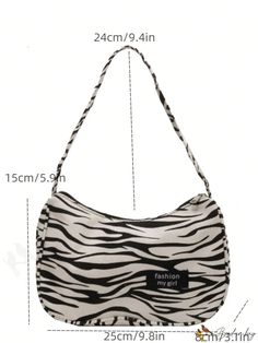 BirdinBag - Animal Print Nylon Shoulder Bag - Stylish Womens Handbag with Zebra Pattern Casual School Shoulder Bag With Animal Design, Casual Animal Design Shoulder Bag For School, Animal Design Shoulder Bag For Daily Use, Trendy Animal Design Bags For Daily Use, Casual Satchel Shoulder Bag With Animal Design, Trendy Animal Design Pouch Bag, Trendy Travel Bags With Animal Design, Trendy Bags With Animal Design For Everyday, Trendy Animal Design Bags For Everyday Use