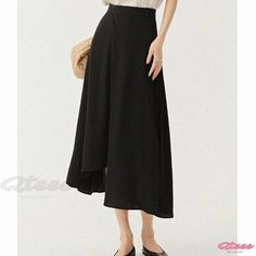 Qteee - Professional A-line Skirt for Women Casual Solid A-line Maxi Skirt, Casual A-line Bottoms For Day Out, Chic A-line Maxi Skirt, Casual A-line Maxi Skirt For Work, Trendy A-line Summer Bottoms, Casual A-line Maxi Skirt, Casual A-line Solid Maxi Skirt, Casual Pleated Maxi Skirt With Wide Hem, Casual Summer Culottes With Wide Hem