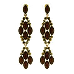 Gold-Tone Dangle Earrings With Brown Faceted Accents Tme1037 Brown Earrings, Saddle Brown, Brown Gold, Saddle, Beautiful Jewelry, Gold Jewelry, Gold Tones, Dangle Earrings, Jewelry Earrings