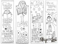 three bookmarks with the words read, love, and read to bedtime written on them