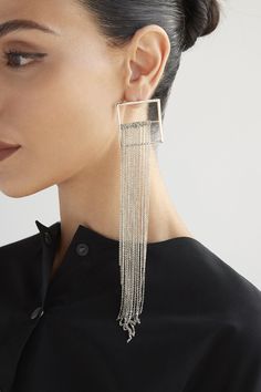 Lightweight draped tassel Butterfly fastening for pierced ears Polished finish Length: 18cm Width: 3.4cm Shoulder Duster Earrings, Necklace Outfit, Trendy Earrings, Big Earrings, Girly Jewelry, Fringe Earrings, Ear Jewelry, Tassel Earrings, Chandelier Earrings