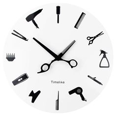 PRICES MAY VARY. 🧭 Size: Approximately 12" x 12" .Hair Salon Theme 💇 clock for Professionals Hairdressers, Barbers, Hair Stylists ✂️ for women, men and kids girls and boys ! 🧭 Material:Black and white acrylic.Easy to apply, no need other tools,a great gift for those that are always late. 🧭 Silent Clock Movement:High quality quartz sweep movement for keeping quiet and accurate, no more annoying ticking, which provides peaceful and comfortable moment. 🧭 Really Useful Gift - This unique decora Stylist Tools, Hairdresser Gift, Always Late, Wall Watch, Theme Wall, Hair And Beauty Salon, Wall Clock Modern, Beauty Hair, White Acrylic