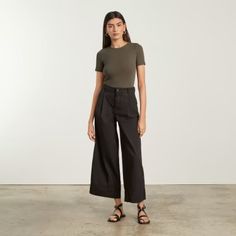 The Pima Micro-Rib Crew Tee Beech – Everlane Versatile Short Sleeve T-shirt For Work, Everlane Casual T-shirt, Casual Fitted Short Sleeve Top For Work, Everlane Casual Short Sleeve T-shirt, Work Clothes, Supima Cotton, Pima Cotton, Work Outfit, Crew Neck