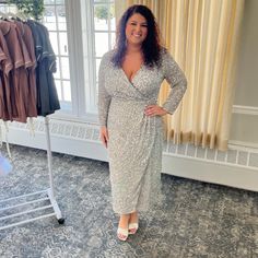 Perfect For Weddings, Bridal Shower, Or Other Events Sleeve Midi Dress, Long Sleeve Midi, Silver Sequin, Long Sleeve Midi Dress, Bridal Shower, Colorful Dresses, Sequin, Midi Dress, Weddings