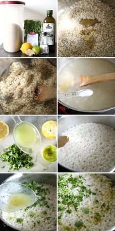 the steps in how to make rice with lemons and herbs