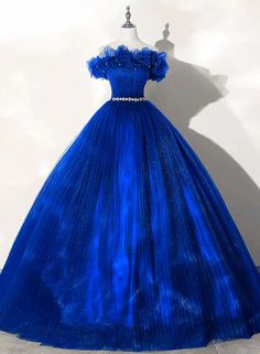 Item Details ： Product Number : fg5376 Fabric: Tulle Sleeves: Sleeveless Back Style: Lace Up Size: US 2- 16. Check our Size Chart to get your correct size. Built with bra: Yes Blue Sweet 16 Dress, Red Sweet 16 Dresses, Royal Blue Ball Gown, Beaded Ball Gown, Blue Sweet 16, Sweet 16 Dress, Quinceanera Dresses Blue, Ball Gown Dress, Blue Ball Gowns