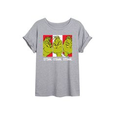 It's the..the..THE GRINCH. Celebrate one of Dr. Seuss's most beloved characters with this Grinch themed graphic tee. It's the..the..THE GRINCH. Celebrate one of Dr. Seuss's most beloved characters with this Grinch themed graphic tee. Crewneck Cuffed short sleeves Oversized fitFABRIC & CARE Cotton, polyester Machine wash Imported Size: Large. Color: Med Grey. Gender: female. Age Group: kids. Material: Polyester|Cotton Blend. Dr Seuss Grinch, Oversized Graphic Tee, The Grinch, Cuffed Shorts, Dr Seuss, Grinch, Gender Female, Graphic Tee, Age Group