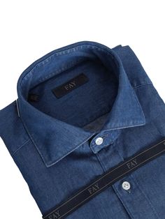 100% COTTON Luxury Shirt With Relaxed Fit And Spread Collar, Luxury Cotton Slim Fit Tops, Luxury Cotton Shirt For Spring, Luxury Spread Collar Slim Fit Top, Luxury Slim Fit Top With Spread Collar, Blue Cotton Shirt, Top Designer Brands, Gorgeous Bags, Engineered Garments