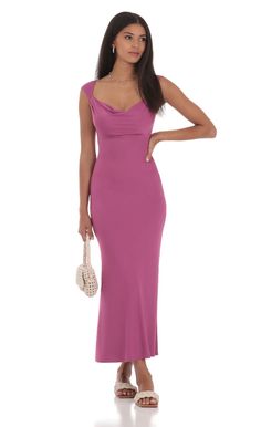 Strappy Cowl Neck Maxi Dress in Magenta | LUCY IN THE SKY Cowl Neck Maxi Dress, Hand Washing, Cowl Neck, Hand Wash, Angeles, Maxi Dress, Size Small, Wedding Dress, Fabric