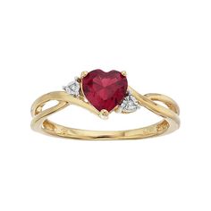 A heart-shaped garnet gemstone serves as the focal point to this beautiful ring, while shimmering diamond accents add eye-catching style.RING DETAILSWidth: 6.5 mmMetal: 10k goldPackaging: boxedSTONE DETAILSStone type: garnetTotal weight: 1/2 ct.Center stone size: 6 mmShape: heartSetting: prongDIAMOND DETAILSTotal weight: less than 1/10 ct.Shape: single cutSetting: illusionGemstones may have been treated to enhance their appearance. Special care may be required. Please visit our Gemstone Treatmen Red Heart Cut Rings For Formal Occasions, Formal Red Heart Cut Rings, Heart-shaped Ruby Ring For Formal Occasions, Elegant Red Heart-shaped Diamond Ring, Red Diamond Heart Ring Fine Jewelry, Fine Jewelry With Heart-shaped Center Stone, Red Diamond Heart-shaped Ring, Formal Diamond Ring With Accent Stones For Valentine's Day, Red Diamond Heart Shaped Ring