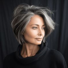 Short Silver Hair, Grey Hair Inspiration, Beautiful Gray Hair, Chin Length Hair, Messy Short Hair, Gray Hair Highlights, Edgy Short Hair, Short Hair Haircuts