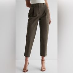 High Rise Pleated Ankle Chino Pants From Express. Can Be Dressed Up Or Down. Nwt Casual Cropped Leg Office Pants, Casual Cropped Leg Pants For Office, Casual Cropped Pants For Office, Trendy Cropped Leg Bottoms For Workwear, Trendy Cropped Bottoms For Workwear, Trendy Cropped Leg Workwear Bottoms, Trendy Tapered Leg Dress Pants For Business Casual, Trendy Cropped Workwear Pants, Casual Tailored Cropped Leg Pants