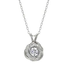 "Crafted with lab-created white sapphire gemstones, this birthstone love knot pendant is the perfect way to personalize your look. Crafted with lab-created white sapphire gemstones, this birthstone love knot pendant is the perfect way to personalize your look. Pendant size: 5/8""L x 7/16""W Chain length: 18 in. Chain type: box Metal: sterling silver Plating: rhodium, 18k gold Finish: polished Packaging: boxedSTONE DETAILS Stone type: lab-created white sapphire Total weight: 5/8 ct. Center stone Cubic Zirconia Birthstone Necklace With Round Pendant For Anniversary, White Gold Necklace With Center Stone For Gift, Sterling Silver Necklace With Center Stone For Gift, White Necklace With Center Stone As Gift, White Necklace With Center Stone For Gift, Sapphire Birthstone, Love Knot, Sapphire Gemstone, White Sapphire