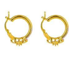 22K Multi Tone Gold Hoop Earrings W/ Prong Set Cubic Zirconia - Virani Jewelers Gold Hoop Earrings With Prong Setting, Small Hoop Yellow Gold Cubic Zirconia Earrings, Cubic Zirconia Plated Hoop Earrings, Gold Plated Hoop Jewelry With Prong Setting, Gold Plated Huggie Earrings With Prong Setting, Hoop Cubic Zirconia Earrings With Plating, Fine Jewelry Hoop Earrings With Plating, Gold Small Hoop Huggie Earrings With Prong Setting, Plated Cubic Zirconia Hoop Earrings