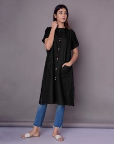 Long Shirt for Women, Shirt dress for Women,  Patch pocket shirt, Linen Washed Soft Shirt, Indian Kurta - Custom made by Modernmoveboutique>DESCRIPTION<- loose and roomy- patch pocket- elbow sleeve- made from Linen blend. The fabric is of medium weight (185 g).- the model is 172 cm high (regular XS - S) and is wearing size S. - color in the picture - BLACK (Please choose any other color on the right).>COLORSIZING< (XS)(mostly UK 6, USA 2, AU/NZ 6, IT 38, FRENCH 34, JAPAN 7)BODY. Reco Casual Half Sleeve Relaxed Shirt Dress, Casual Half Sleeve Relaxed Fit Shirt Dress, Casual Relaxed Fit Half Sleeve Shirt Dress, Casual Half Sleeve Shirt Dress With Button Closure, Relaxed Fit Collared Shirt Dress With Pockets, Casual Half Sleeve Shirt Dress With Buttons, Cotton Short Sleeve Shirt Dress With Buttoned Pockets, Short Sleeve Relaxed Fit Shirt Dress With Button Closure, Short Sleeve Shirt Dress With Buttons For Work