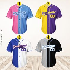 Personalized Team Name And Number Baseball Jersey,Custom Baseball Jersey Shirt,Baseball Jersey Uniform For Baseball Fans Baseball Lovers B65 ⭐𝐐𝐔𝐀𝐋𝐈𝐓𝐘: At Fanatic Era our brand believes in using the best materials to create our designs. Unlike many other shops using materials that wear out quickly. We use luxury fabric and ink to ensure our products not only look and feel incredibly soft but are also built to last. Once you wear Fanatic Era products you won't want to shop anywhere else! 📢 Blue Contrast Color Top For College, Varsity Style White Top With Contrast Color, White Varsity Color Block Tops, Multicolor Team Tops For Sports Events, Multicolor Sports Team Tops, Multicolor Sports Event Tops With Team Name, Multicolor Sports Tops With Team Name, Jersey Uniform, Custom Baseball Jersey