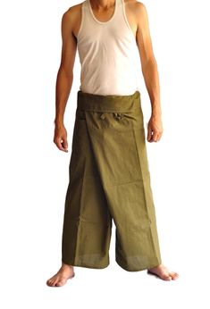 "Perfect Comfortable wear. Also you can wear these in many different occasions. Stay at home or go outside, yoga, shopping, travel etc. Thai pants are great for sauna, spa, meditation, jogging, hiking, trekking and for many purpose. One pouch with coconut buttons in front for storing items such as wallets, mobile phones, and keys Many of your favorite color and enjoy your day with comfortable Thai fisherman Pants. Unisex Men and Women Can Wear) Original Thai fisherman pants is Unique and Stylish Khaki Full-length Cotton Harem Pants, Khaki Cotton Harem Pants, Traditional Wide Leg Pants With Pockets, Traditional Wide-leg Pants With Pockets, Traditional Wide Leg Parachute Pants With Pockets, Traditional Wide Leg Cotton Bottoms, Traditional Wide-leg Parachute Pants With Pockets, Traditional Baggy Wide Leg Pants, Traditional Green Wide-leg Pants