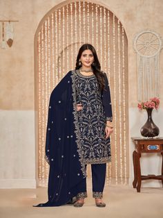 Blue Faux Georgette Pant Suit with Designer Embroidery Work Processing Time : 7 Business Days Work : Designer Embroidery Work Fabric:Top : Faux Georgette Bottom : Faux Georgette Dupatta : Faux Georgette Color:Top : Blue Bottom : Blue Dupatta : Blue Patiyala Dress, Blue Dupatta, Salwar Suits Party Wear, Indian Suits For Women, Lehenga Suit, Designer Embroidery, Dress Saree, Georgette Dupatta, Suit Collection