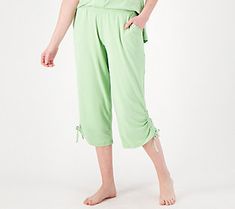 Match these cropped pants with leather sandals for a look that's so casually chic, your vacation attire will be jealous. From Cuddl Duds. Summer Casual Loungewear Bottoms, Comfortable Spring Bottoms For Day Out, Summer Vacation Capris With Pockets, Summer Vacation Capris With Elastic Waistband, Comfortable Stretch Bottoms For Summer, Spring Wide Leg Beach Capris, Casual Summer Capris With Loosely Fitted Hips, Comfortable Spring Vacation Bottoms, Spring Beach Capris With Wide Leg