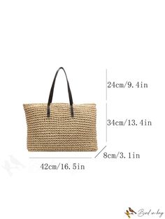 BirdinBag - Spacious Summer Straw Beach Bag - Minimalist Style for Travel & Vacation Paper Sizes Chart, Straw Beach Bag, Beige Bag, Beach Travel, Bag Style, Minimalist Style, Beach Trip, Vacation Trips, Beach Bag