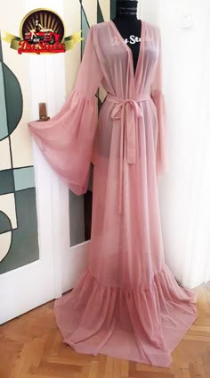 Stretch Tulle Dressing Gown, Pink See through beach dress, Sexy tulle stage dress, Sexy lingerie Fancy Robes, Bridal Dressing Gown, Bridal Nightgown, Luxury Nightwear, Gown Pink, Kimono Duster, Pink Lingerie, Bridal Robes, Bridal Lingerie