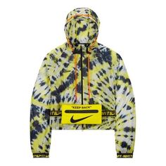 Nike Lab Womens WMNS Tie-Dye Off-White - Volt Orange Jacket Tie Dye Jacket, Tie Dye Jackets, Orange Jacket, Nike Acg, White Tie, Signature Logo, Stylish Sneakers, Puma Jacket, Raglan Sleeve