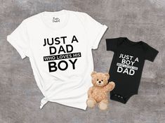 Dad and Son Matching Shirts,Father And Me Tshirt,Just A Dad Who Loves His Boy Tee,Fathers Day Shirt,Daddy And Son Gift,First Birthday Boy ----- How To Order ----- 1-) Please, check and review all the photos. 2-) Choose your t-shirt size and color. *Different styles of shirts may have different shades of same color choice due to different manufacturer brands. *For this reason, we recommend you to match shirts from the same styles if you want precisely matching colors (ex. Unisex, V-necks, Toddler Father Son Matching Shirts, First Birthday Boy, Dad And Son, Matching Colors, Boy First Birthday, Fathers Day Shirts, Son Gift, Boy Tees, Shirt Fits