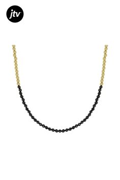 2mm round black spinel 18k yellow gold over sterling silver bead necklace. Measures approximately .09"W. Lobster clasp closures. Classic Gold Jewelry With Black Beads, Yellow Gold Faceted Round Beads Necklace, Yellow Gold Necklace With Black Beads As Gift, Yellow Gold Necklace With Black Beads For Gift, Yellow Gold Necklace With Black Round Beads, Silver Bead Necklace, Black Spinel, Silver Bead, Sterling Silver Bead