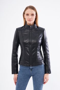 BLACK Genuine Leather Jacket , Our products are 100% genuine leather; It is produced in master hands with quality materials and delicate hand workmanship. Elegant Black Leather Jacket With Zipper Closure, Elegant Black Biker Jacket With Zipper Closure, Elegant Fitted Black Biker Jacket, Elegant Black Leather Biker Jacket, Fitted Black Leather Jacket, Lamb Leather Jacket, Black Leather Biker Jacket, Womens Jackets, Genuine Leather Jackets