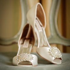 Worn Once On Wedding Day. Definitely Some Marks, But Nothing That Can’t Be Cleaned Up A Bit. White Crystal Embellished Shoe Clips For Wedding, Elegant Embellished Shoe Clips For Wedding, Elegant Embellished Wedding Shoes For Bride, Elegant White Shoe Clips For Wedding, Elegant Closed Toe Bridal Accessories, Classic Embellished Wedding Heels, Classic Open Toe Wedding Heels, Elegant Open Toe Wedding Shoes For Bride, Wedding Pumps