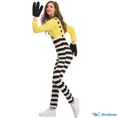 OrcaJump - Party role-playing striped woman little yellow suit game uniform - Final Sale Fitted Yellow Cosplay Costume For Costume Party, Yellow Fitted Cosplay Costume For Costume Party, Fitted Yellow Cosplay Costume, Yellow Suit, Fabric Names, Role Playing, Final Sale, Milk, Composition