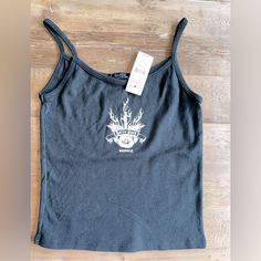 Black Tank With White Graphic. Words Say “Rotten Youth” And “Nashville”. Original Tags Attached. One Size. Casual Graphic Print Cami Tank Top, Fitted Cotton Tank Top In Grunge Style, John Galt, Black Tank, Brandy Melville, Brandy, Nashville, Spaghetti Strap, Womens Tops