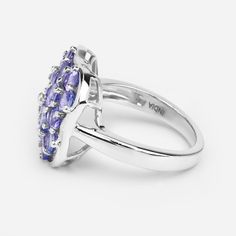 "Tanzanite Ring, Real Tanzanite Cluster Ring in .925 Sterling Silver with Rhodium Plating, for Women, December Birthstone Olivia Leone Jewelry Flaunt yourself with this tanzanite cluster ring. The natural gemstones have a combined weight of 2.72 carats and are set in .925 sterling silver with rhodium plating. The soft violet hue of this ring adds a pop of color to any look! The understated design and vibrant stones makes this ring perfect for every occasion. Product Details: Metal: .925 Sterling Cushion Solitaire Ring, December Jewelry, Tanzanite Earrings, Tanzanite Ring, Aquamarine Jewelry, 18k Gold Jewelry, Natural Tanzanite, December Birthstone, Cluster Ring