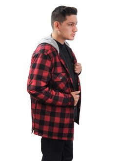 RELAXED FIT. Perfect for layering in the winter or during cool fall evenings, this relaxed fit hooded flannel doesn't restrict movement and leaves room for layering on colder days INSULATED WARMTH. Crafted with diamond black quilted polyester padding, and a hood lined with a soft jersey knit material, this flannel is guaranteed to provide extra warmth and comfort FUNCTIONAL STYLE. This 100% cotton brushed flannel with a 100% polyester quilted lining, is made with style in mind. Wear it on the jo Plaid Flannel Shirt For Winter Outdoor Activities, Plaid Flannel Shirt For Winter Outdoor, Plaid Flannel Shirt For Outdoor Winter Activities, Plaid Flannel Shirt For Winter, Winter Outdoor Plaid Hooded Jacket, Plaid Hooded Jacket For Winter Outdoors, Winter Plaid Hooded Jacket For Outdoor, Plaid Hoodie For Winter Outdoor Activities, Casual Hooded Flannel Shirt For Winter