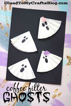 paper plate ghost craft for kids to make with coffee filterrs and glue on the bottom