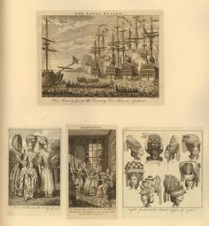 an old book with pictures of ships and people