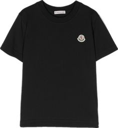 Streetwear T-shirt With Appliqué Logo And Short Sleeves, Black Cotton T-shirt With Logo Emblem, Classic Black Top With Logo Patch, Short Sleeve Tops With Logo Patch For Summer, Black Short Sleeve Tops With Logo Emblem, Casual Black Top With Logo Patch, Black Short Sleeve Top With Logo Emblem, Cotton T-shirt With Appliqué Logo, Black Logo Emblem T-shirt