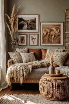 Elegant boho wall art with intricate patterns and earthy tones, ideal for a cozy home. Home Decor Terracotta, Inviting Living Room Ideas, Cozy Earthy Aesthetic, Earthy Boho Home Aesthetic, Boho Farmhouse Aesthetic, Boho Cottagecore Home, Natural House Decor Ideas, Boho Living Room Decor On A Budget, Boho Living Room Brown Couch