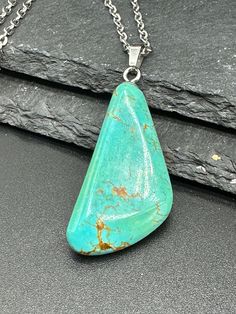 100% natural real turquoise pendant it's clicked again see the photo Green Turquoise Pendant Necklace With Large Stone, Turquoise Pendant Necklace For Healing, Healing Chrysocolla Pendant Turquoise Necklace, Real Turquoise, Arizona Turquoise, Necklace Turquoise, Turquoise Pendant, Natural Turquoise, American Jewelry