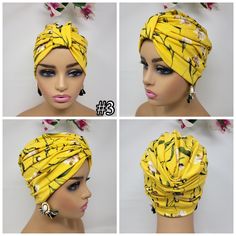 "Classic looks with these beautiful knot print turban. The material is super soft made with Jersey Knit polyester and spandex, it's has a comfortable touch on skin and very light weight. Size: 21\" stretch to 24\" Fitted Head Circumference Pattern: #1 Pattern: #2 Pattern: #4 Material: Polyester/Spandex Care: Machine wash, hang to dry" Summer Knotted Headscarf, Casual Summer Turban, Fitted Summer Beach Headwrap, Summer Stretch Turban, One Size Summer Beach Turban, Yellow Headwrap Headband One Size Fits Most, Yellow Headwrap One Size Fits Most, Yellow Headwrap Headband One Size, Knotted Headwrap One Size Fits Most